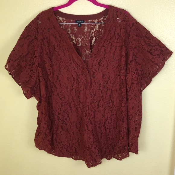 Torrid Harper Womens Lace Unlined Short Sleeve V-Neck Top Blouse Plus 5X - Picture 3 of 10